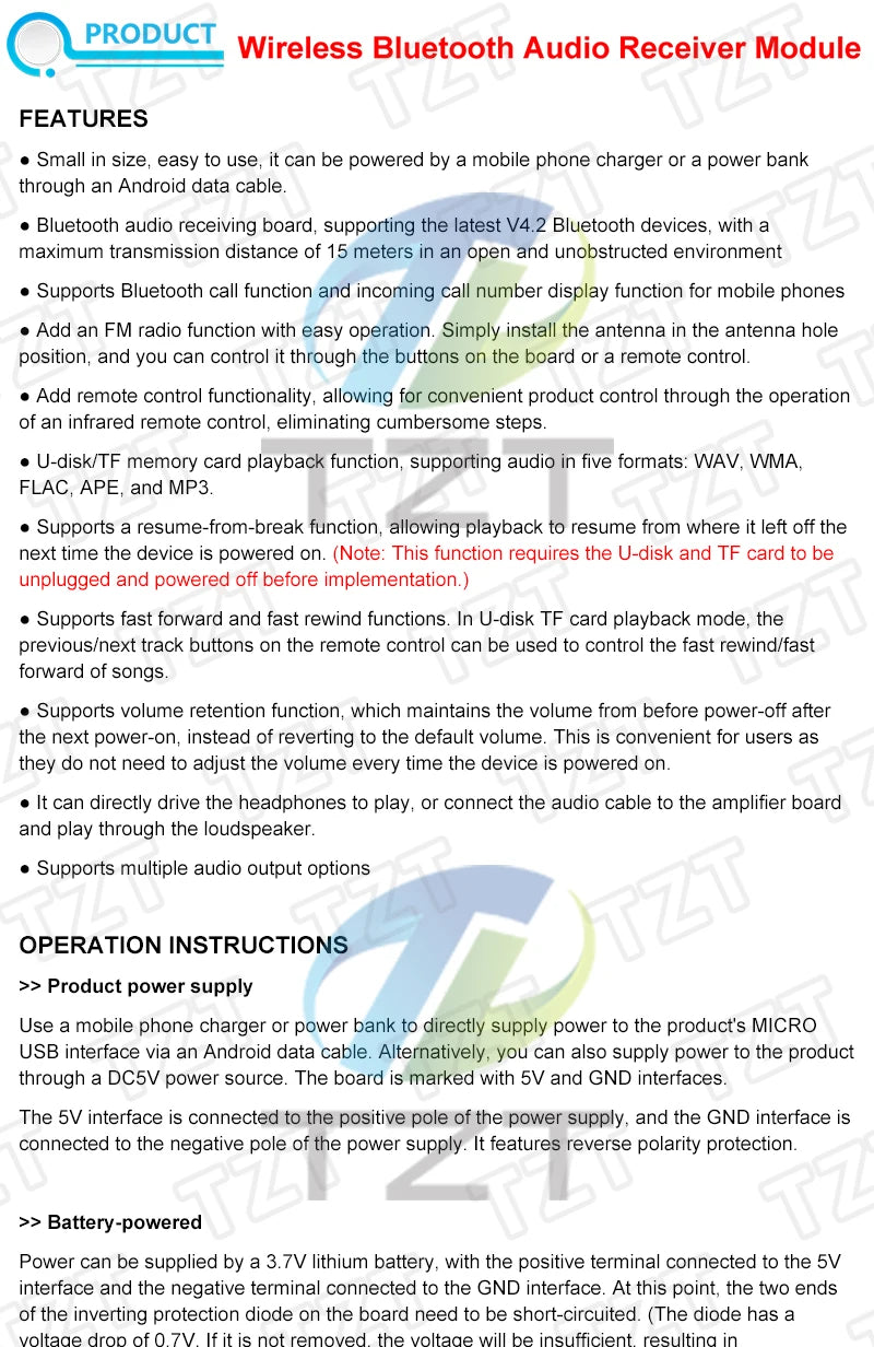 Bluetooth  Audio Receiver board with USB TF card Slot decoding playback preamp output A7-004 5V 2.1 Wireless Stereo Music Module