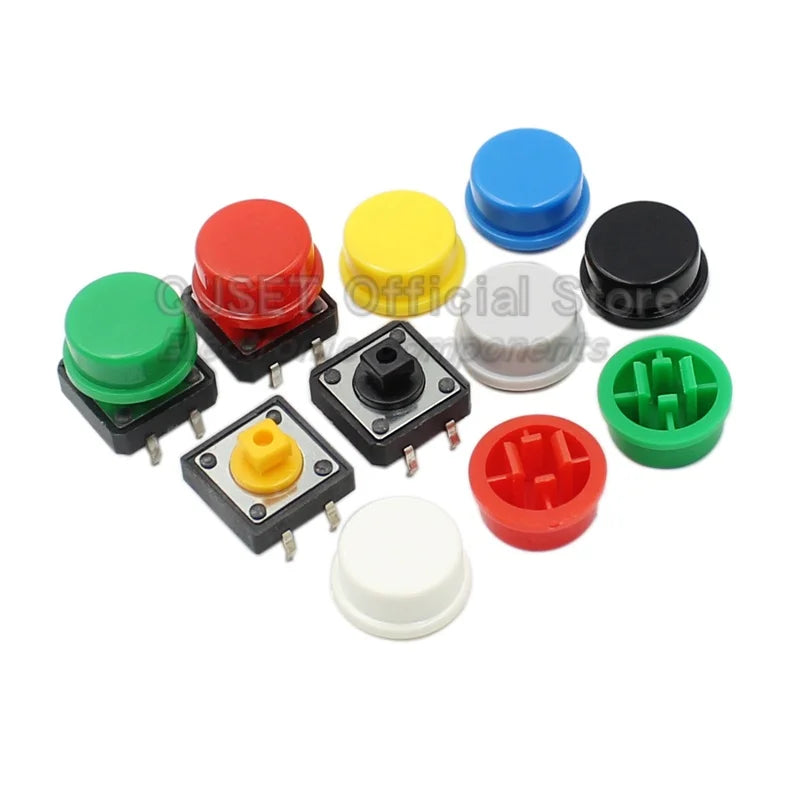 20 Pcs Tactile Pushbutton Switch 12*12*7.3MM Micro Switch Pushbutton A14 A24 Pushbutton Cover 12x12x7.3MM Square Head Pushbutton