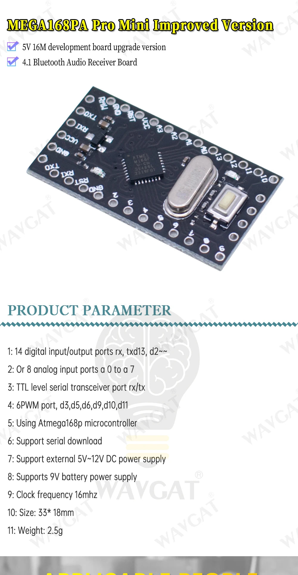 Baxter PRO Mini 168 Atmega168 5V/16MHz For Arduino Compatible Nano Module