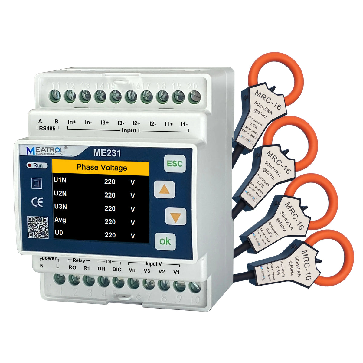 RS485 Digital Meter Modbus ME231 Din Rail Three Phase Rogowski Coil Multi-Tariff Smart Energy Meter