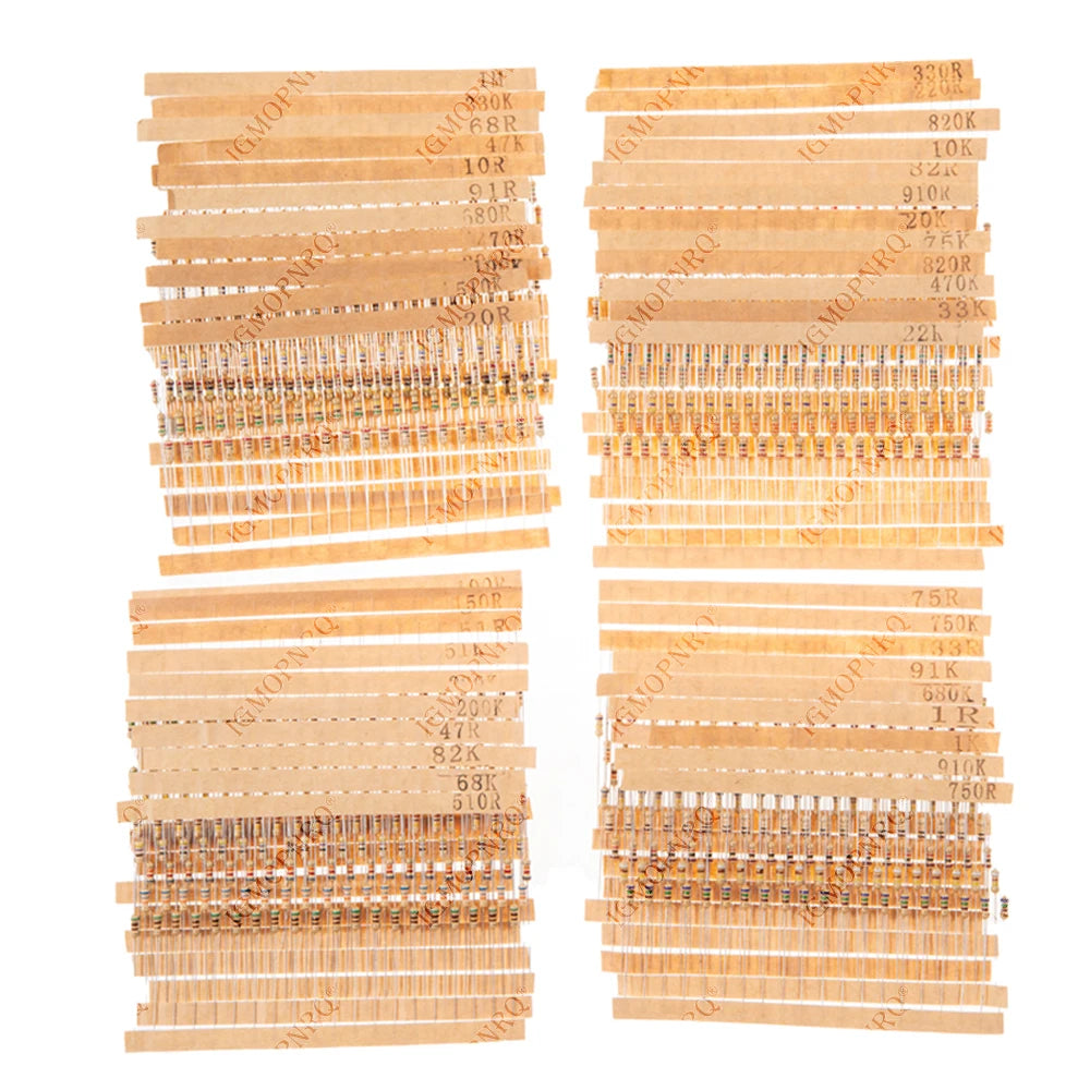 860pcs/lot Carbon Film Resistor Kit 1/4W 5% resistors assorted kit set 43values*20pcs Resistance 1R - 1M Ohm 0.25W resistor pack