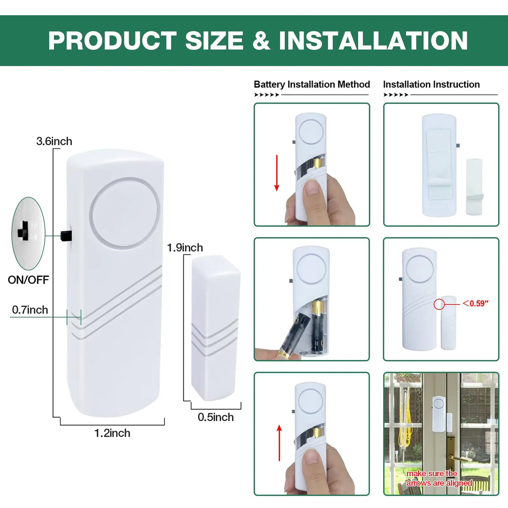5pcs/10pcs Wireless Door Window Sensor Alarm 95db Anti-theft 433mhz Door Contact Detector Magnetic for Home Security Protection