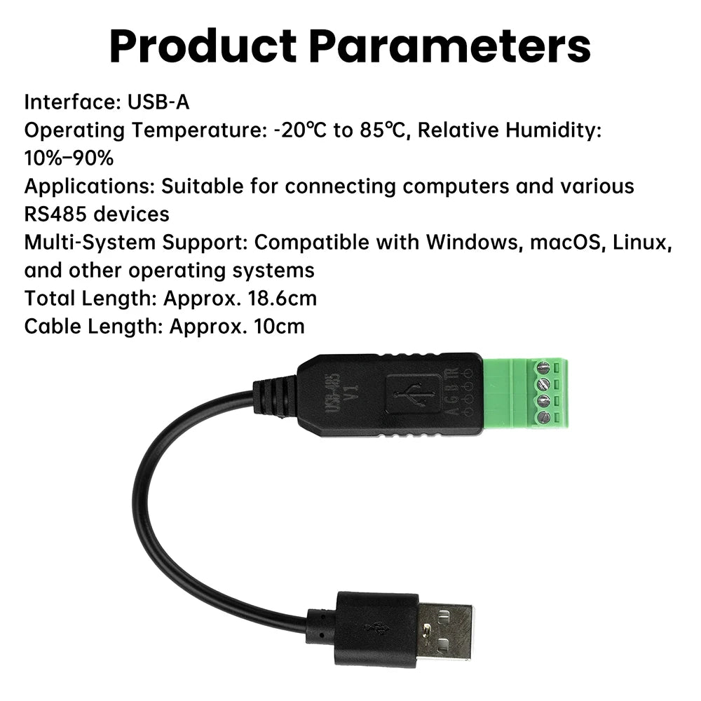 USB to RS485 Serial Converter Communication Module CH340 PLC Serial Port IO Module RS-485 Connector For Windows MacOS Linux