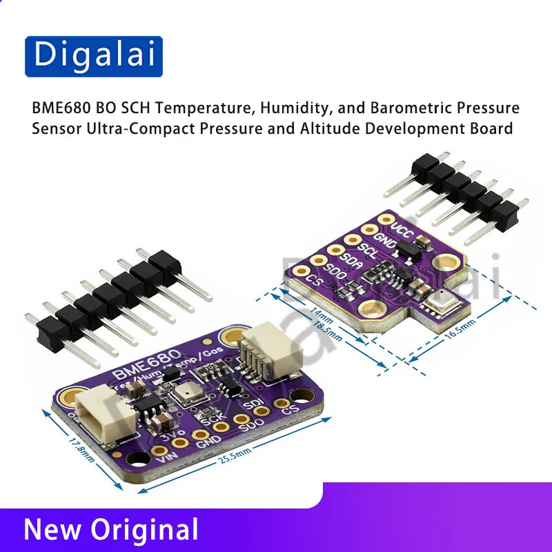 High quality BME680 BO SCH Temperature Humidity Pressure Sensor Compatible with 3.3V and 5V Ultra-small Pressure Altitude Devel