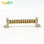 DIN Rail Terminal Block High Bridge Type Ground Bar 5/7/10/12 Holes Electrical Connector Distribution Box Neutral Terminal