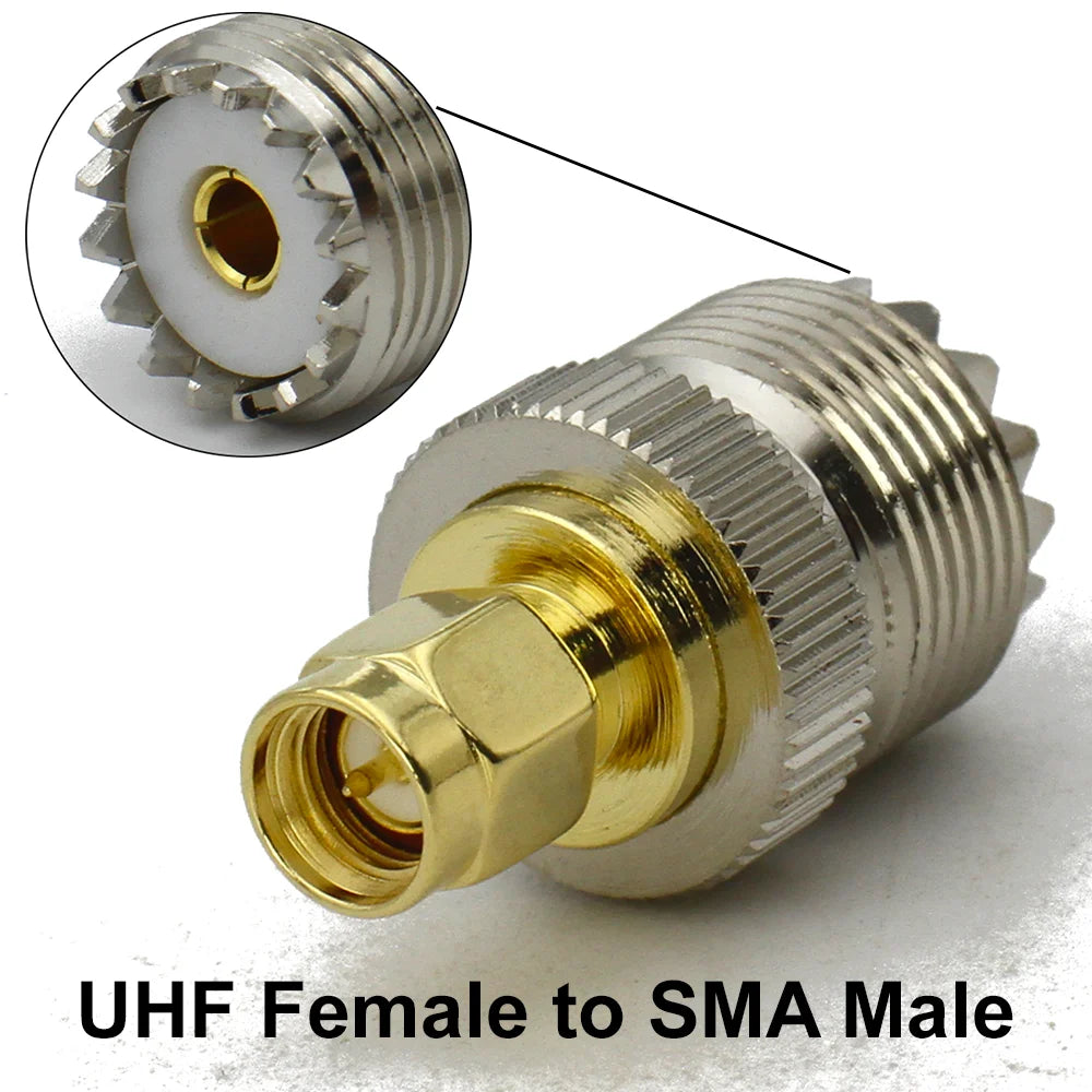 UHF to SMA Connector SO239 PL259 Male Plug & Female Jack 4Hole Flange RF Adapter Straight Brass for CB Radio/Walkie Talkie