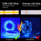 DC 5V LED COB Strip Light USB High Density Linear Lighting 320LED Flexible Tape Lights Warm Natural White Red Blue Green Decor