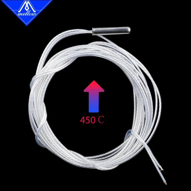 High Temperature Mellow PT1000 Thermistor Cartridge 450 C For Voron Klipper V6 Volcano Dragon Crazy Hotend Heat Block PEEK PEI