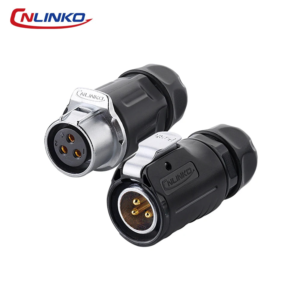 CNLINKO LP20 2/3/4 Pin IP68 Waterproof Quick Circular Connector Panel Mount Electrical Power Connector for Outdoor Eqiupments