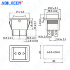 50PCS/LOT ABILKEEN KCD2-203-3 Rocker Toggle Switch DPDT 6Pin Latching/Momentary(Reset) 3Position KCD2 Rocker Switch 16A 250VAC