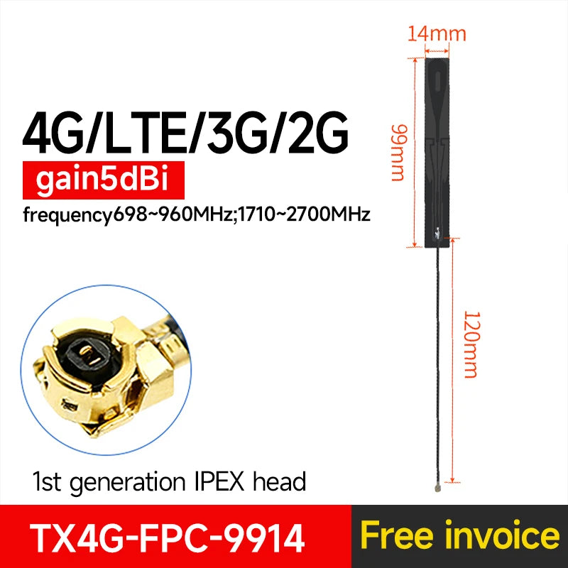10PCS 4G FPC Antenna Full Netcom Build-in FPC EBYTE TX4G-FPC-9914 TX4G-FPC-8226 4G Series 3M Adhesive Interface Antenna