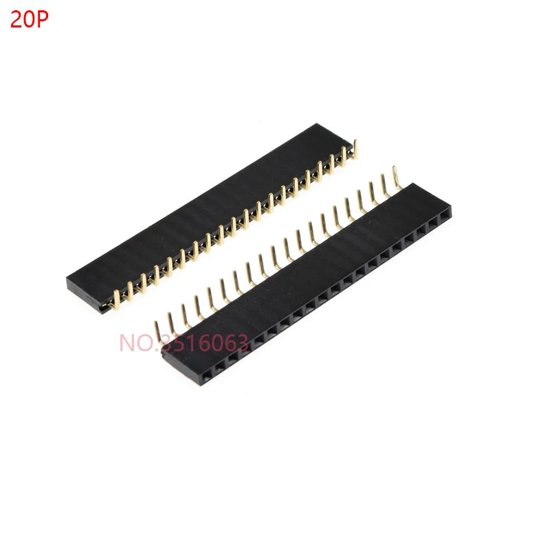 10pcs 1x/2/3/4/5/6/8/10/40 Pin Single Row Right Angle Female Pin Header 2.54mm Pitch Strip Connector Socket 3p/4p/6p/8p/20p/40p