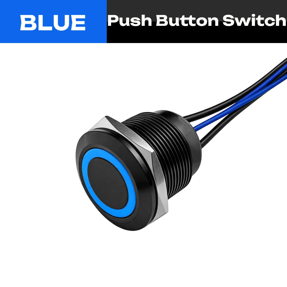 FILN 22mm 20A Waterproof Metal Push Button Switch Ring LED Lighted Pre-Wired High Current Power Switch Lamp for Car Boat Marine