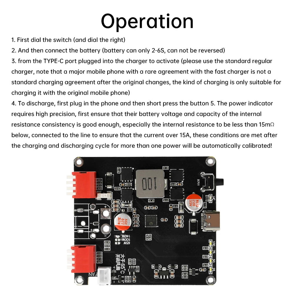 140W 2S 3S 4S 5S 6S Lithium Battery Charging Board Bidirectional Fast Charging Li-ion Lifepo4 BMS Charger Type-C IP2366 PD3.1