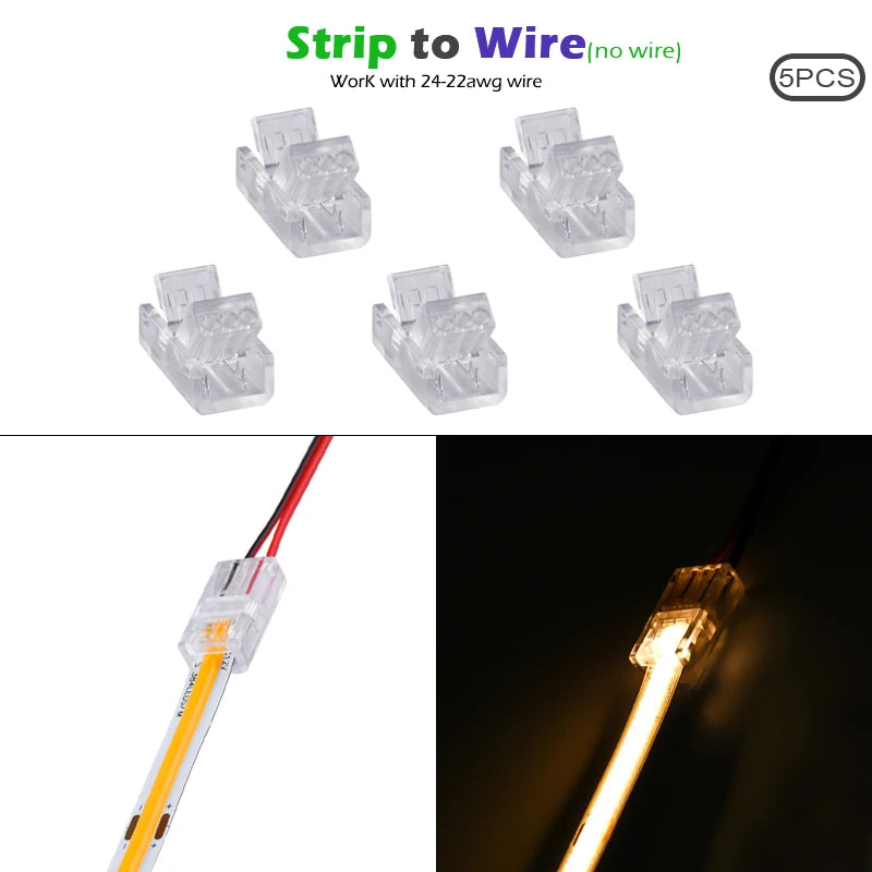 8mm 10mm 2pin COB LED Strip Connector Tape Lights L Shape LED Corner Connectors for SMD COB 5050 2835 Strip Light Fixed Clamps