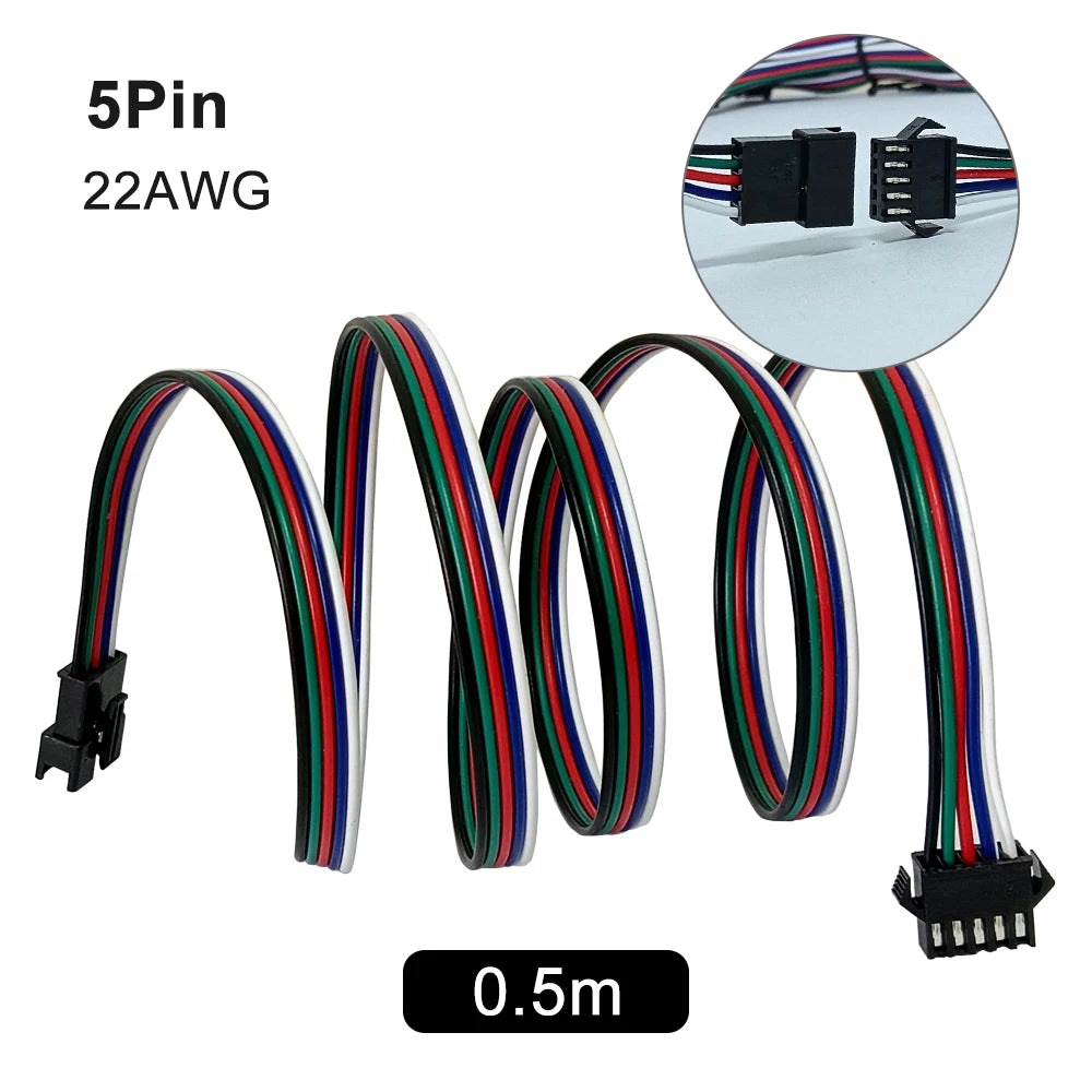 1-10 PCS 2Pin 3Pin 4Pin 5Pin JST LED Extension Cable 22AWG Electric Wire Male Female Connector for Led Light Strip CCTV Driver