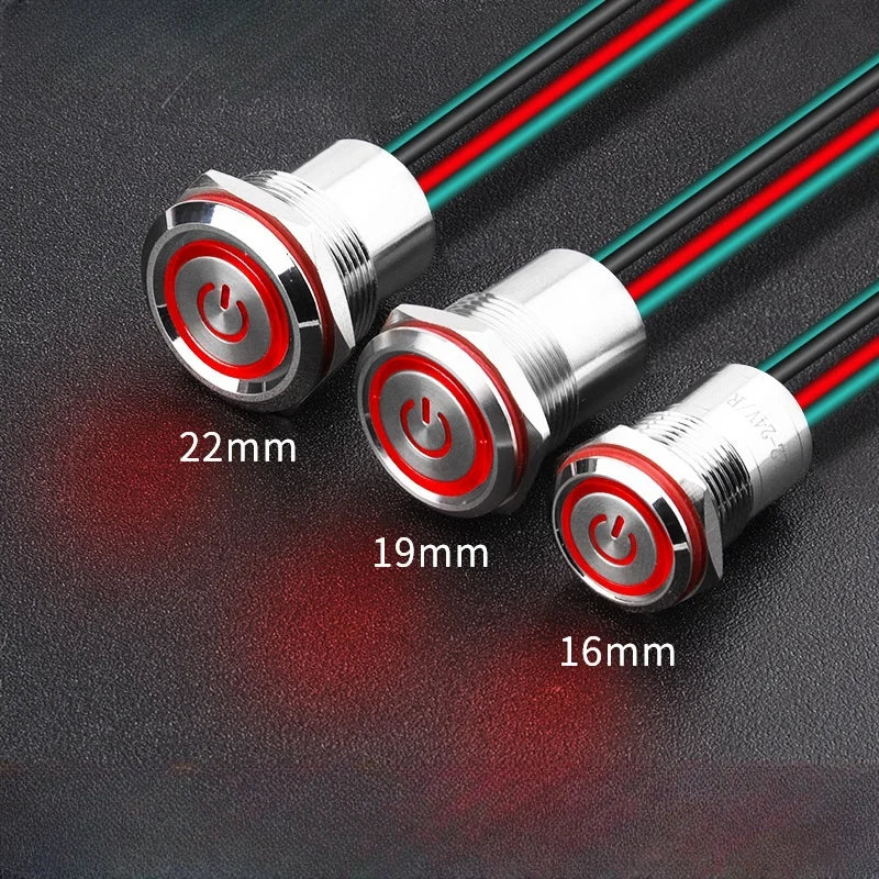 16 19mm Metal Pushbutton Switch High Current 10A Outdoor IP68 Self-Locking Reset Waterproof Start Power Button