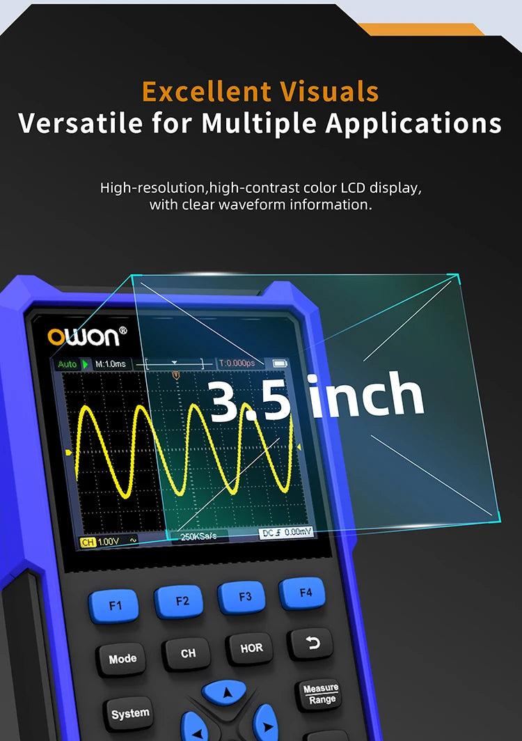 OWON HDS2102S/HDS272S/HDS242S Handheld 3-in-1 Digital Oscilloscope, Signal Generator, Multimeter | 100MHz Bandwidth, 2 Channels