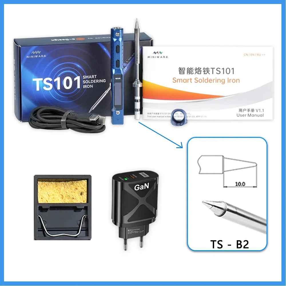 Original TS101 Soldering Iron 90W Mini Thermostat LCD Displays TS100 TS 101 Soldering Iron with PD Plug Tip Set Miniware