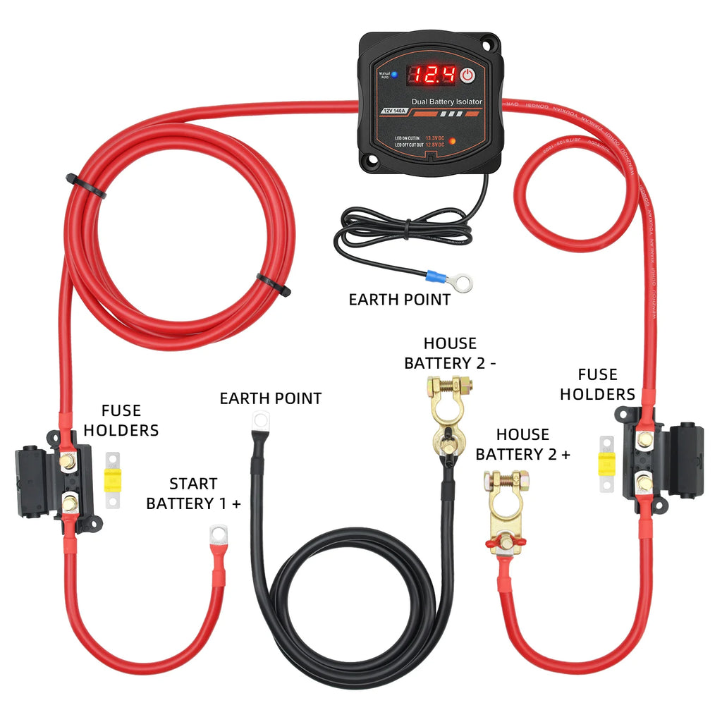 Smart Dual Battery Isolator 12V 140A Smart Isolator Set LCD Display VSR Car Relay Digital Voltage Sensitive Split Charge Relay