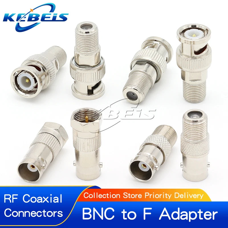 1pcs Adapter BNC To F TV Male Plug & Female Jack Straight Connector F To BNC RF Coaxial Connector Test Converter 50ohm KEBEIS