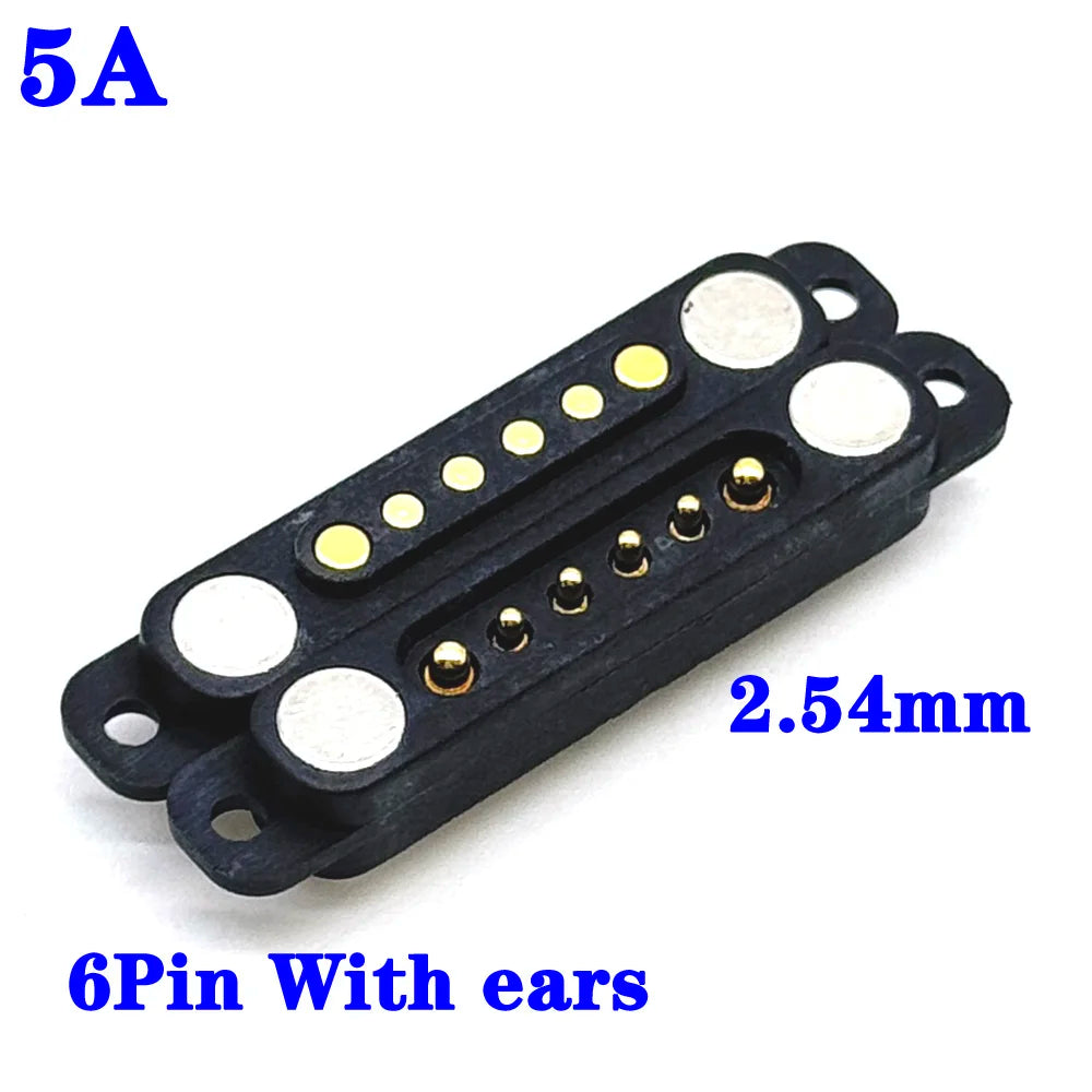 1sets DC 36V 5A Waterproof Magnetic Pogo Pin Connector 5Pin With Ears Pogopin Male Female Spring Loaded DC Power Socket