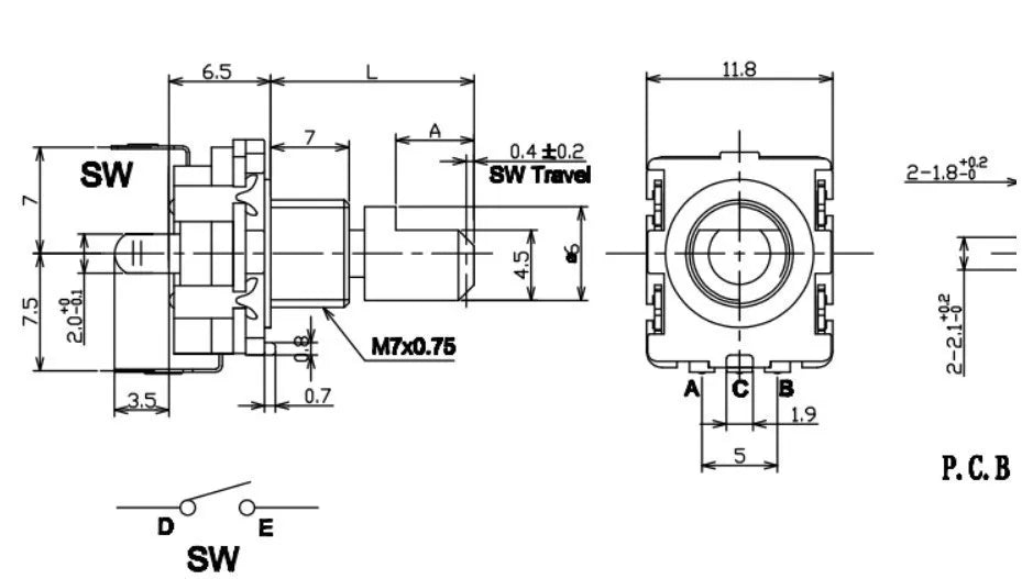 1-100PCS EC11 Rotary Encoder Switch 20 Positions 360 Degree 5Pin Push Button Shaft Length 15mm Plum Bossom Half Shaft