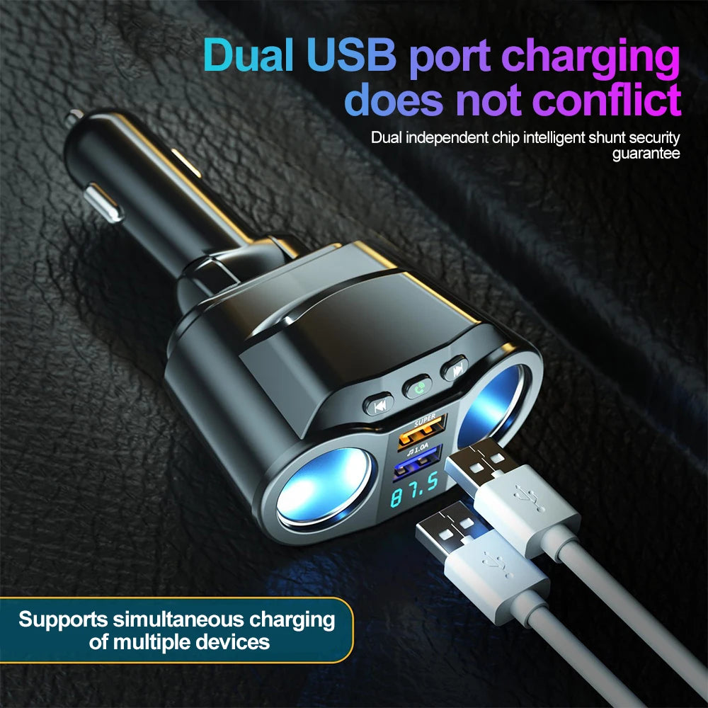 KEBIDUMEI Bluetooth 5.0 Car Adapter Cigarette Lighter USB PD QC3.0 Super Fast Charging Digital Display Charger Car Accessories