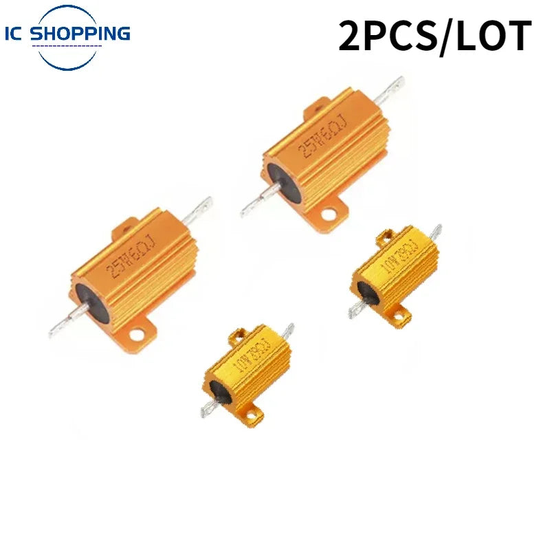 2PCS 10W 25W RX24 Aluminum Power Metal Shell Case Wirewound Resistor 0.1~10K 0.1 0.2 0.3 1 2 68 10 20 100 200 500 1K 10K Ohm