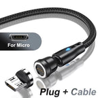 3A Fast Charging Magnetic Cable 540° Rotating USB Type C Micro Data Cable for Samsung Huawei Xiaomi Android Phone Charger Wire