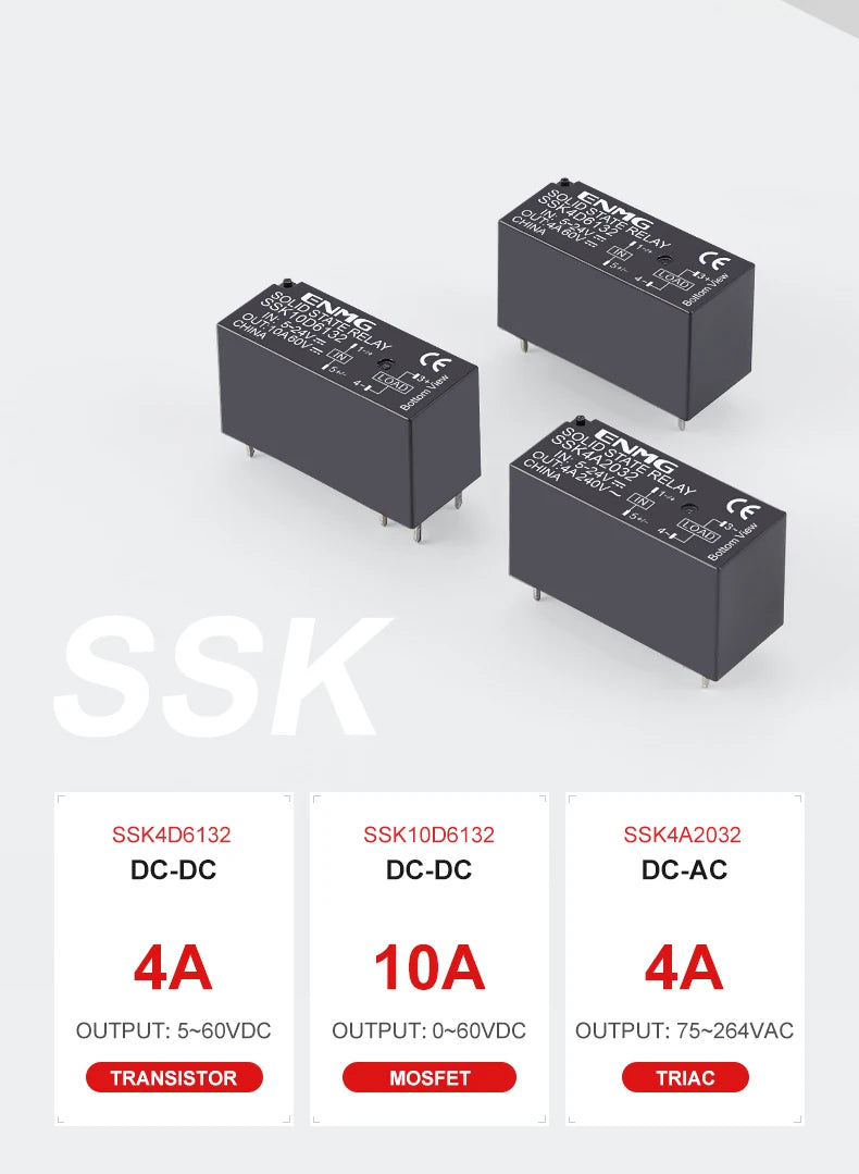 ENMG Solid State Relay Module 5-24V DC Solid State Non-Contact Relay Module DC Control AC/DC 220V Wide Voltage Constant Current