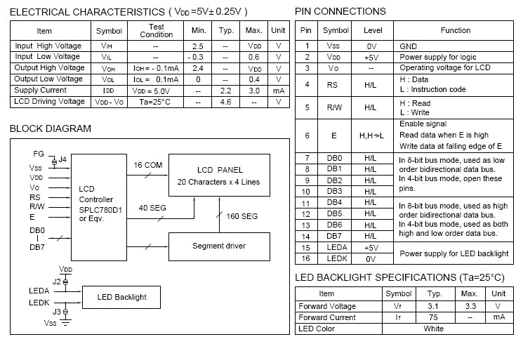 20x4 2004 Big Large Size Character  Lcd Display I2C IIC Blue White Green Size 146x62.5mm 5v LC2042 WH2004L AC204B  SBS02004A0