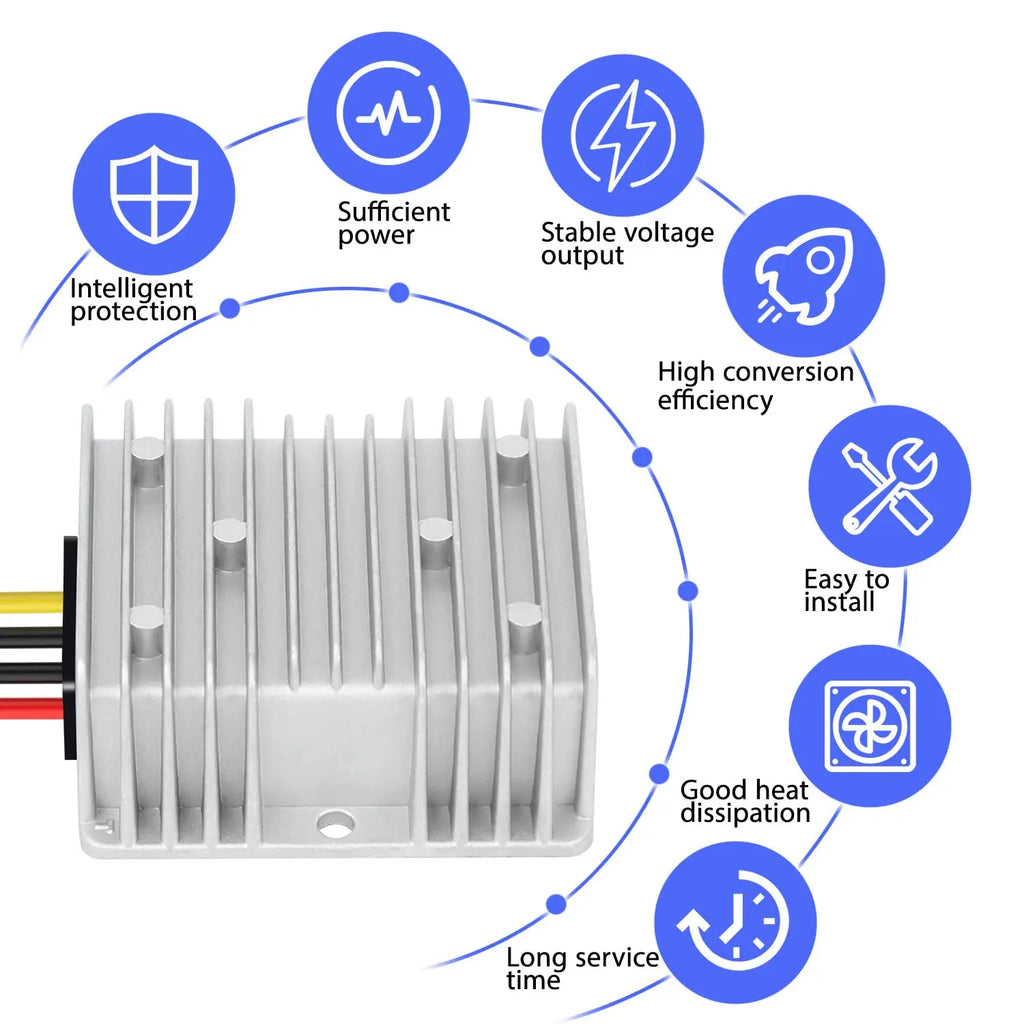 DC 24v to 12v Converter 30A 360W StepDown Converter Voltage Reducer IP68 Waterproof Transformer for Golf Cart Truck Boat Vehicle
