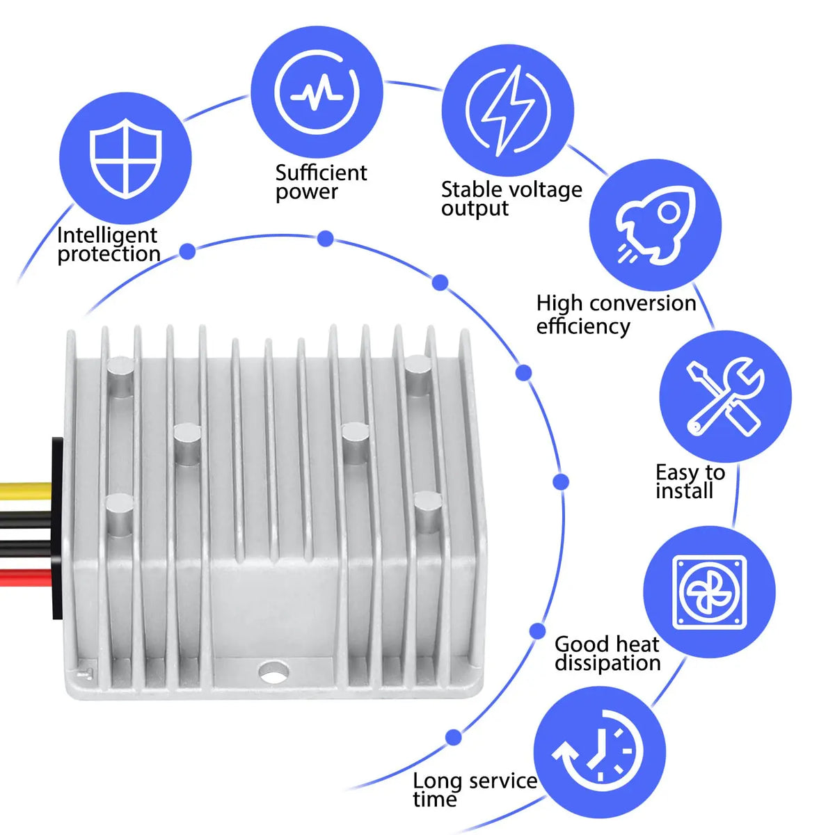 DC 24v to 12v Converter 30A 360W StepDown Converter Voltage Reducer IP68 Waterproof Transformer for Golf Cart Truck Boat Vehicle