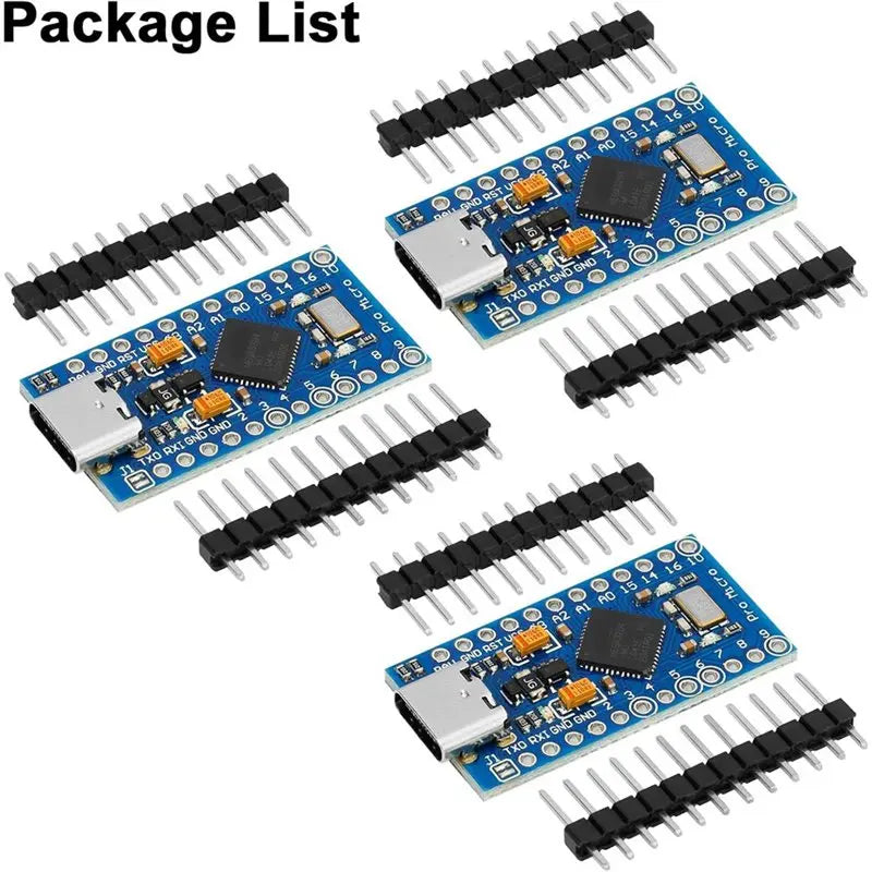 Smart-For AR Duino IDE Compatible 3-Pack Pro Micro Board Module Atmega32u4 5V 16Mhz USB Development Board Microcontroller