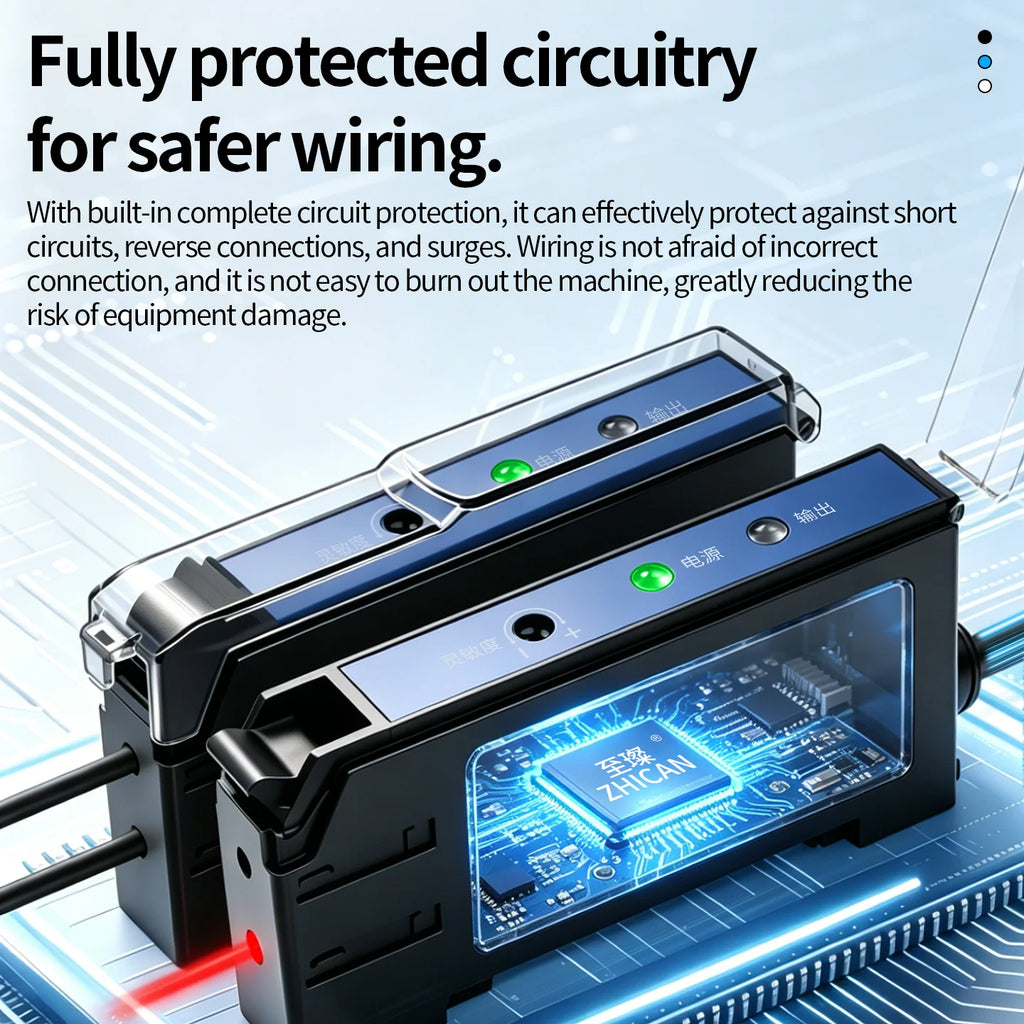 Intelligent Digital Display Fiber Optic Amplifier Sensor for Long and Short Distance Diffuse Reflection Induction Photoelectric