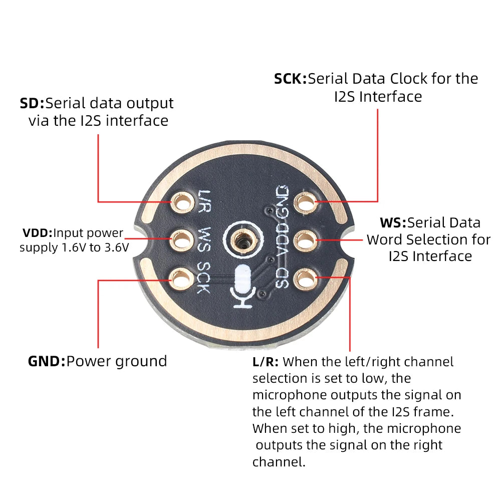 MS3625 I2S MEMS Microphone Module High Anti-Interference Left Right Channel for ESP32 DSP Smart Voice Audio Development