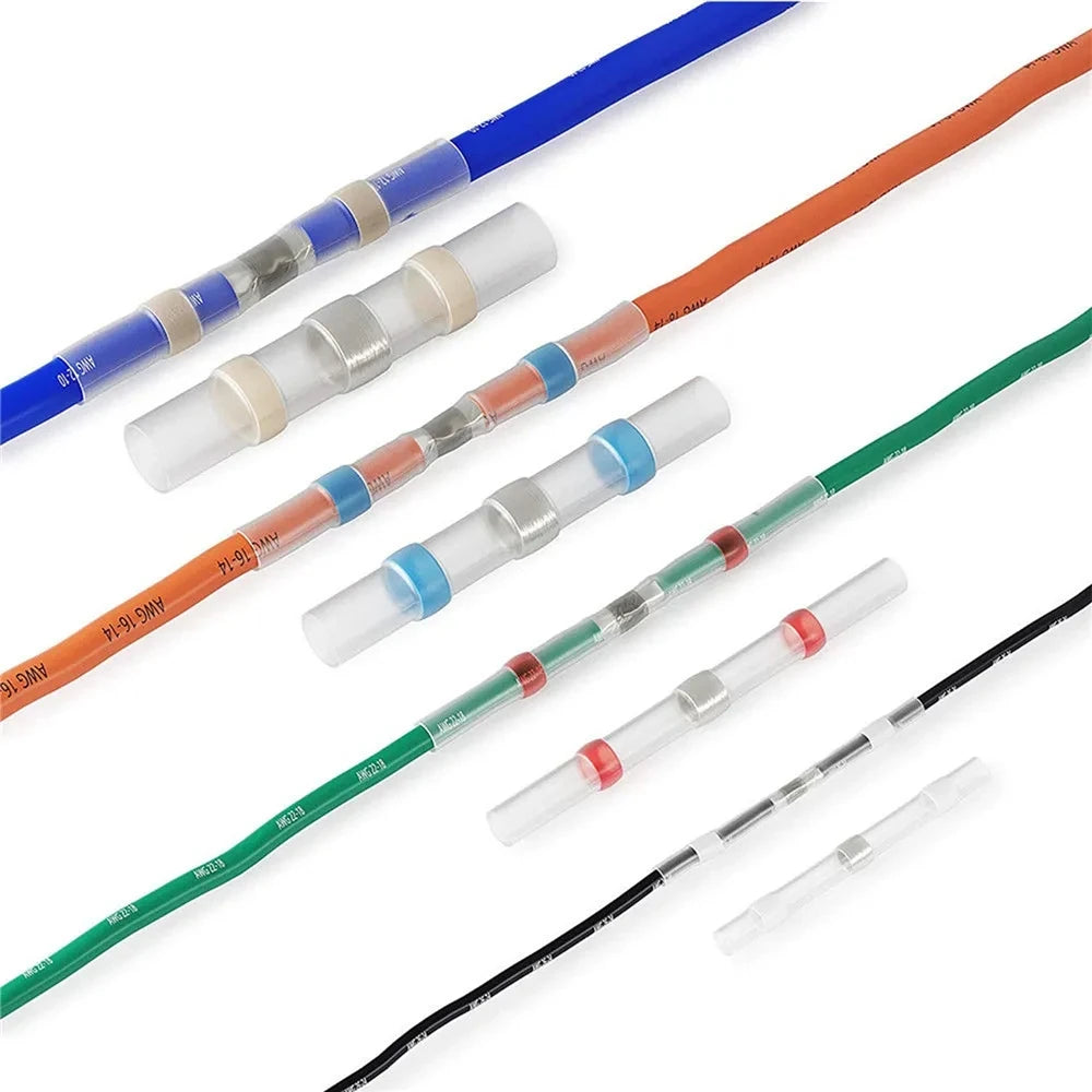 300pcs-800pcs Solder Sealed Wire Connectors Heat Shrink Solder Butt Connectors Solder Connector Kit Automotive Marine Insulation