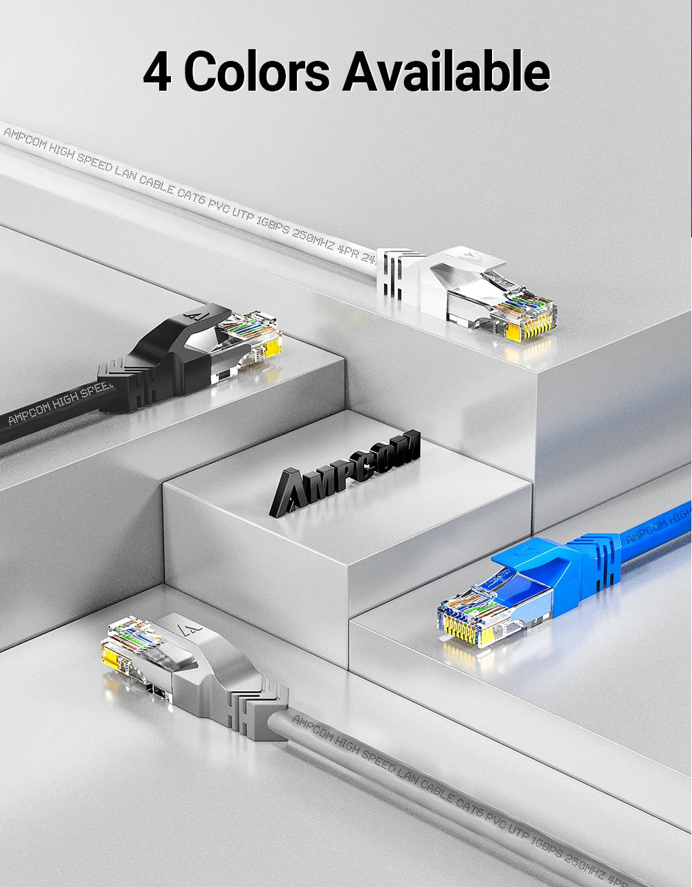 AMPCOM RJ45 Ethernet Cable, Cat6 Lan Cable (24AWG) UTP CAT 6 RJ 45 Network Cable Patch Cord for Desktop Computers Modem Router