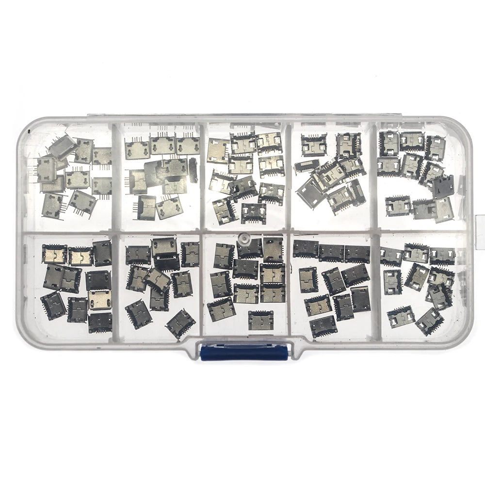 10 Model 50/100Pcs Micro USB Female 5pin DIP Type B SMT USB Connectors Jack Tail Sockect Plug Terminals For Diy repair MP3/4/5