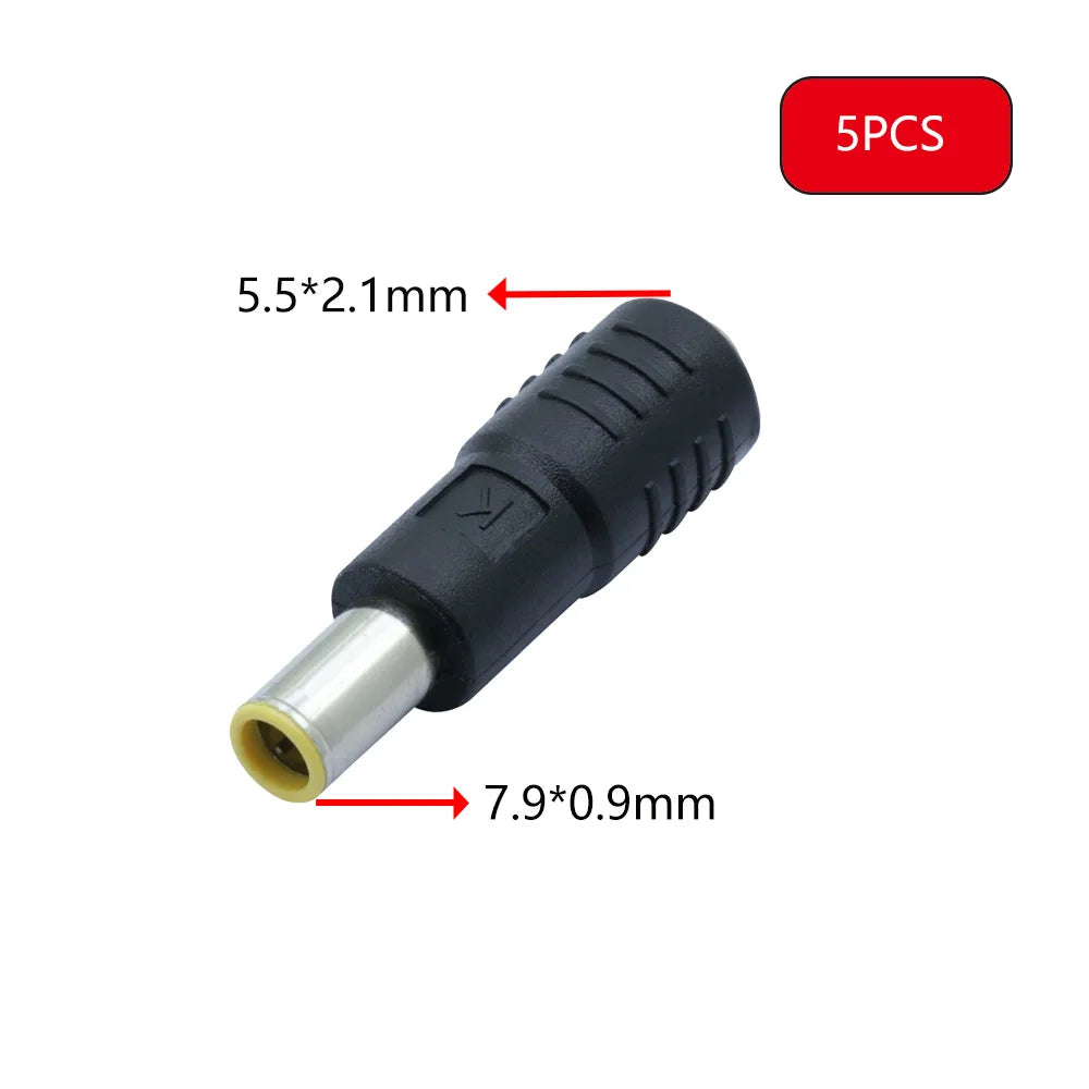 5PCS DC 7909 Power Plug Portable Laptop Travel Charger Adapter DC 5.5x2.1mm Female Jack to 7.9*0.9mm DC Power Plug Converter
