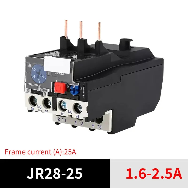 JR28-25 Thermal Overload Relay LR2 D13 Adjustable Thermal Relay Electric Relays 1A 1.6A 2.5A 4A 6A 8A 10A 13A 18A 25A