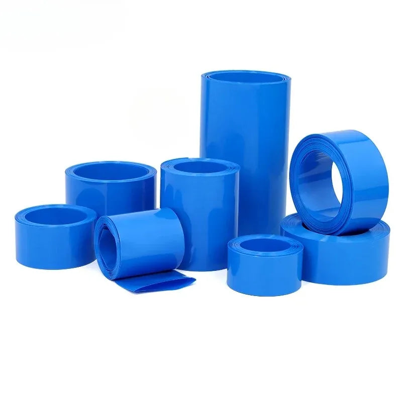 18650 21700 26650 Lipo Battery PVC Heat Shrink Tube Pack 25mm ~ 300mm Width Insulated Film Wrap Lithium Case Cable Sleeve Blue