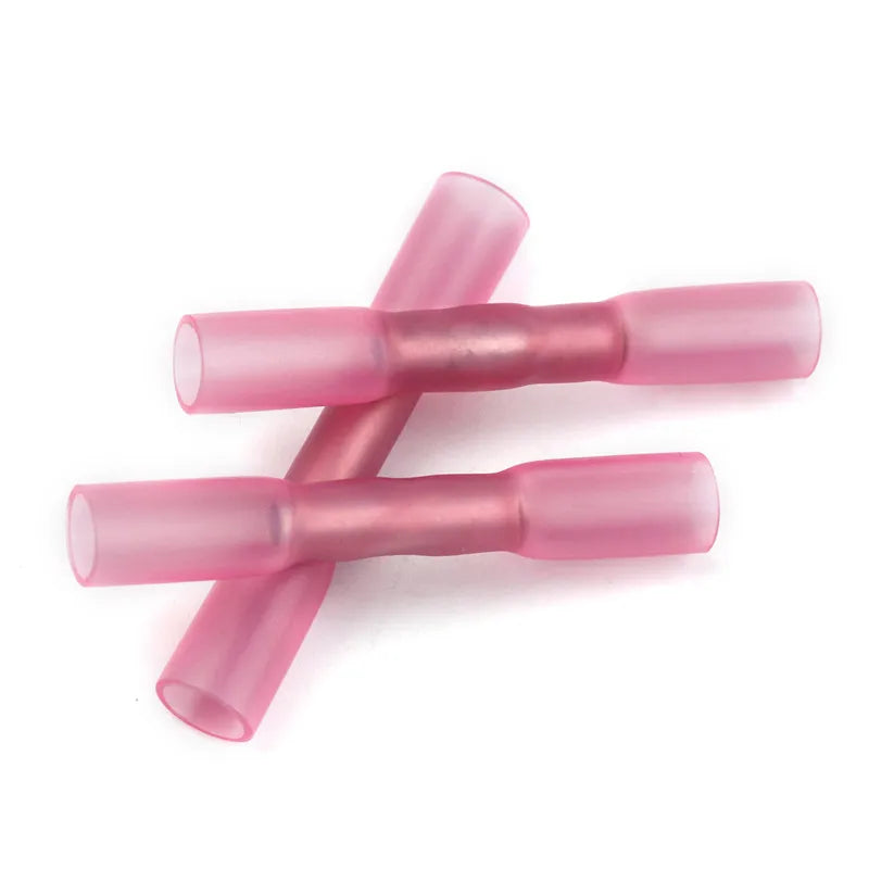 500/1000PCS Red Heat Shrink Connectors Insulated Waterproof Crimp Terminals Seal Butt Electrical Wire Connector 22-18 AWG