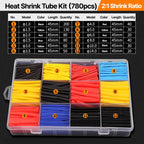 GREENER 127/580/800pcs 2:1 Heat Shrink Tubing Kit Polyolefin Colorful Flame Retardant Waterproof Wire Cable Sleeve For Home DIY