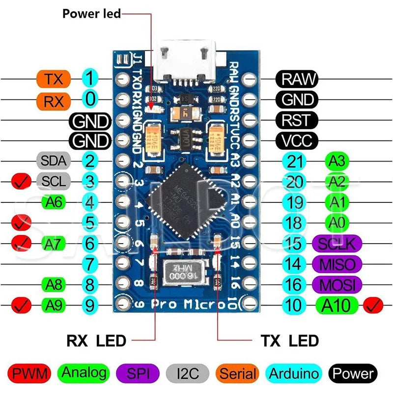 10-1PCS Pro Micro ATmega32U4 5V 16MHz Original Chip Replace ATmega328 For Arduino Pro Mini For Leonardo UNO R3