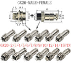 GX12/GX16/GX20 Female Connector 2/3/4/5/6/7/8/9/10/12/14/15Pin Wire Panel Connector Aviation Plug Circular Socket