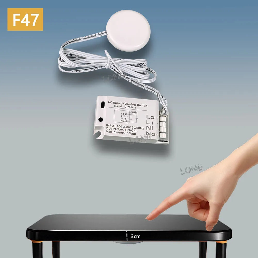 Hidden Touch Switch Penetrates 5cm Wood 400W AC110-220V for Cabinet Light Fan Appliance Invisible Mount Sensor ON OFF Switch
