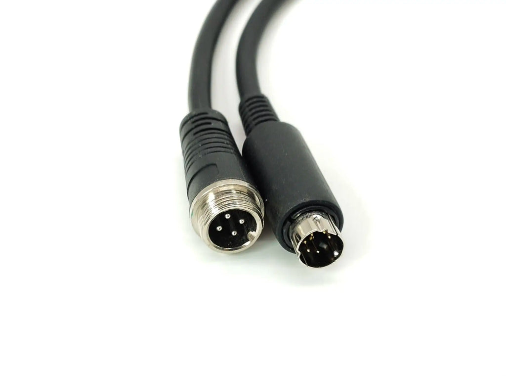 MINI DIN 6 Pin to GX12 4 Pin Straight Male Injection Cable, 22AWG PVC, 30cm, Black