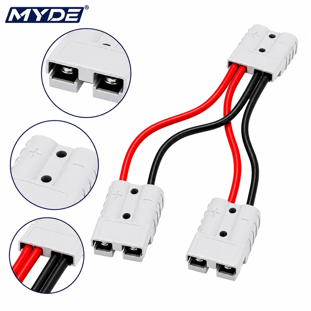 30-50cm 1-to-2 Anderson Connector Y Splitter Cable for RV, ATV, UTV, Tractors and Agricultural Machinery